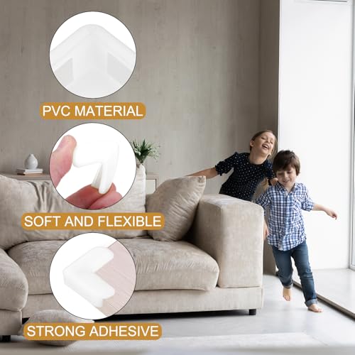 Image of uxcell Corner Protectors, 16 Pcs Table Corner Protectors, Furniture Corner Guard and Edges Safety Bumpers for Table Edges and Sharp Corners (L-Shaped, White)