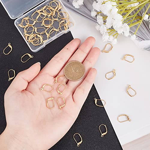 CREATCABIN 1 Box 50pcs Leverback Earring Findings 18K Gold Plated Ear Wire Lever Back Clip Earring Connector With Closed Ring for DIY Jewelry Making 10x15.5x1.5mm - Image 3