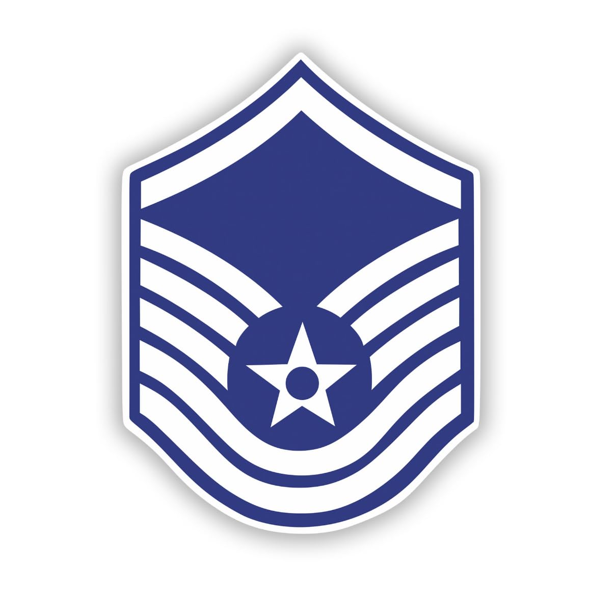 Air Force Master Sergeant Sticker - Enlisted Insignia Rank Precision Cut Decal - Perfect for Car, Truck, Window, Laptop, Bumper, Luggage, Water Bottle