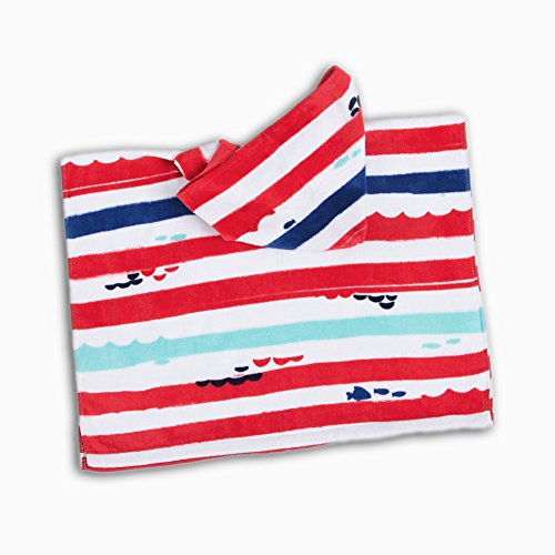 PERYOUN Stripe Kids Baby Hooded Bath/Beach/Pool Towel 100% Cotton - Thumbnail 3