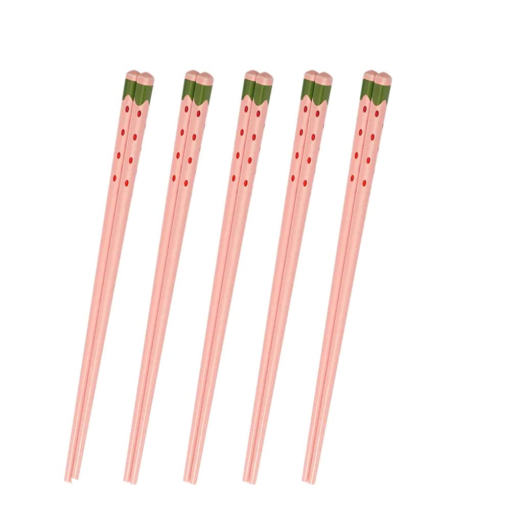 Baguettes en porcelaine fraise pour vos soirées sushis en famille | Set de 5 paires durables