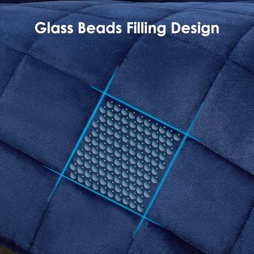 Image of yescool Weighted Blanket for Adults (15 lbs, 48 inch x 72 inch, Sapphire Blue) Heavy Blanket for Sleeping Perfect for 140-160 lbs, Twin Size Breathable Blanket with Premium Glass Bead