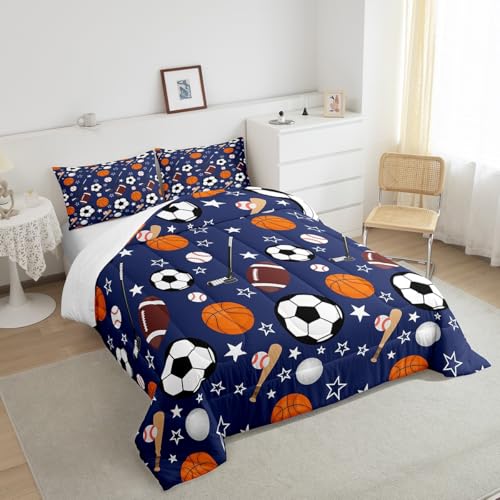 Image of Feelyou Sports Theme Bedding Set Queen Size for Kids Teens