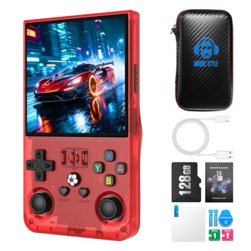 Image of RX36 Retro Handheld Game Console with 4.0-in HD IPS Screen,Classic Video Games,Linux-Powered with 128GB Classic Video Games,4000mAh Rechargeable Battery-Red