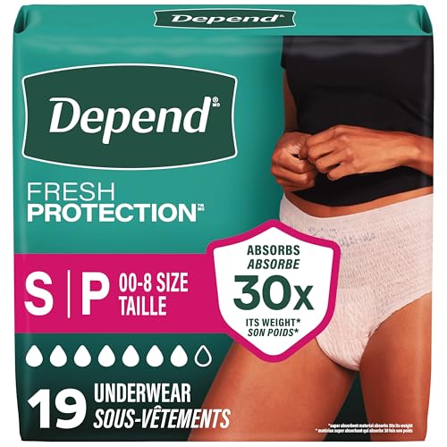 Depend FIT-FLEX Incontinence Underwear for Women, Maximum Absorbency, Disposable, Small, Blush, 19...