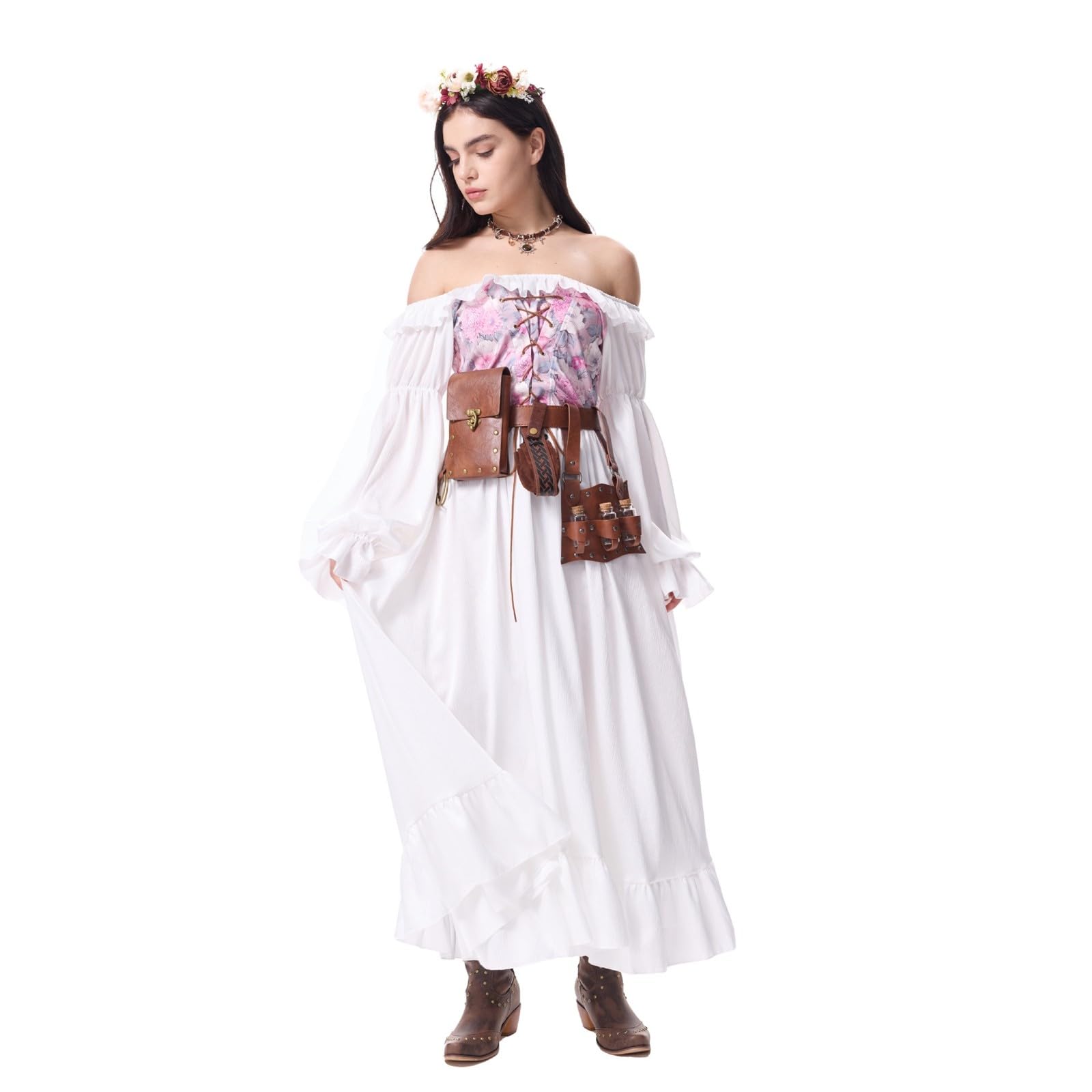Pirat Kostüm Damen Piratenkostüm - Elegant Rock Partykleid Piraten Overall Sexy Tanzkleid Kurz Strampler Retro Faschingskostüm Mittelalter Erwachsenenkostüm Festkleid Mottoparty Cosplay
