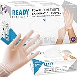 Ready First Aid - Disposable Vinyl Gloves, Medical Grade Powder-Free Latex-Free Nitrile-Free Ambidextrous Examination Gloves Non-Sterile, Multiple Purpose, Pack & Size (X-Large, Pack of 100)