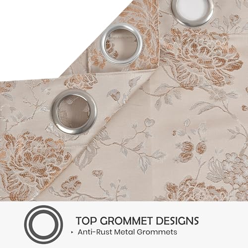 Image of FRESH FROM LOOM Room Darkening Door Curtains 12 Feet Long,Big Window Curtain Premium Polyester Rod Pocket Weaved Parda,Modern Parde for Living Room Bedroom,Home Office Jacquard Screens(Beige,12ft,1pc)