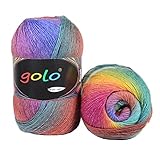 golo Wool Yarn for Knitting 550yd 0.22Ib Cachemire Multicolor Rainbow Yarn (Red-Green)