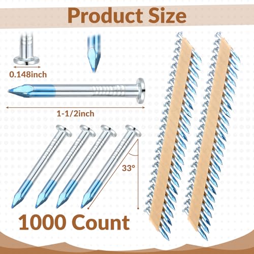 Image of Tandefio 1000 Pcs Joist Hanger Nails Framing Nails Box, 1-1 /2 x 0.148 Inch