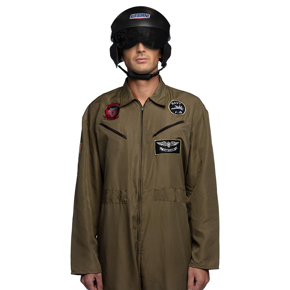 Boland 01420 - Casque Airborne, Coiffe pour costume de Jet Pilot, Accessoires pour déguisements de carnaval, Carnaval, Fête à thème, Noir