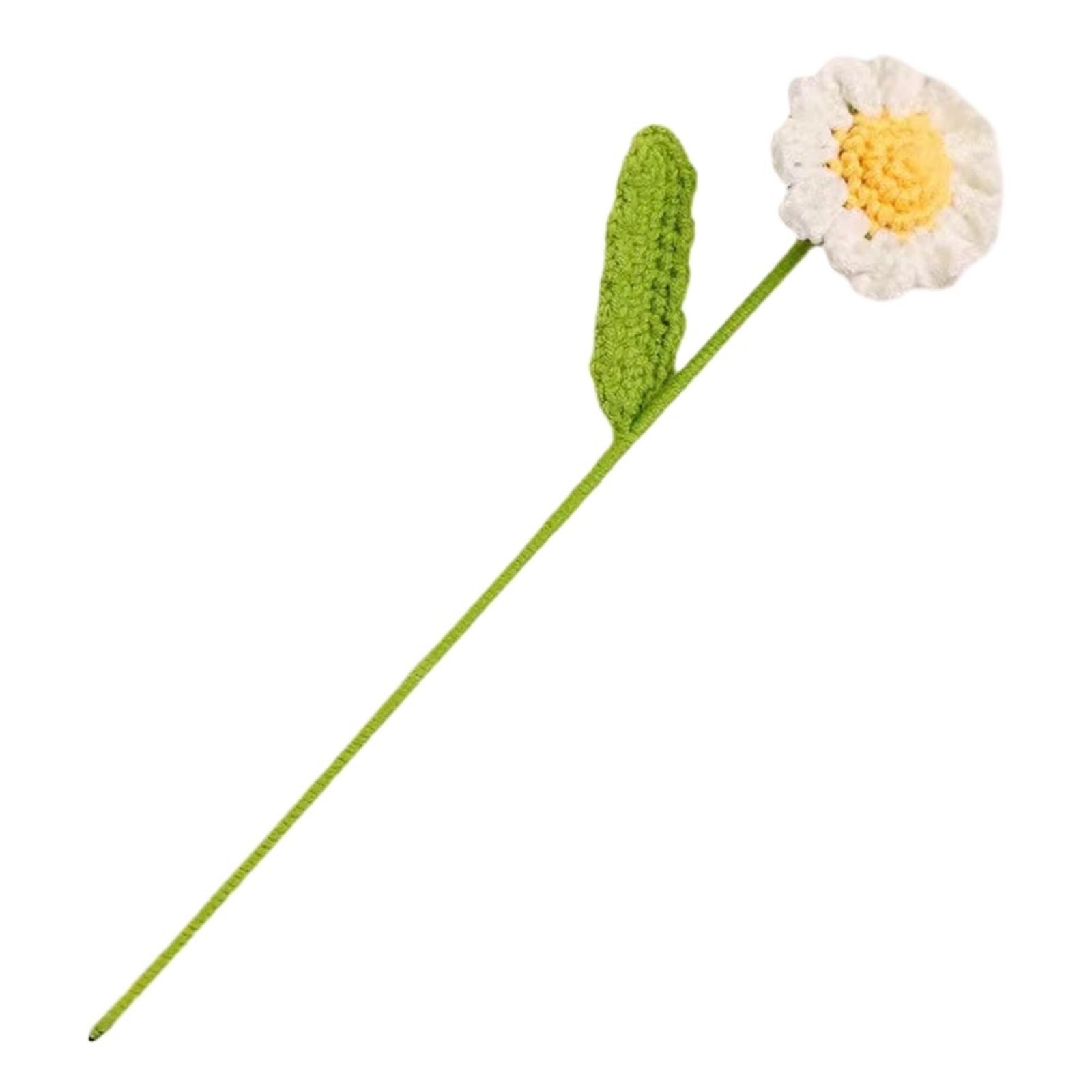 ZHSOAO 5pcs Knitting Bouquet Hand-Knitted Fake Flowers Knit Flower Home Wedding Party for Weddings Birthdays(Color3)