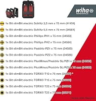 Wiha Bit Set slimBit electric Schlitz, PH, PZ, PlusMinus/PZ, TORX® 12-tlg.I inkl. slimBit-Boxen, Gürtelhalter I kompakt, mobil I VDE geprüft (43162) – Ansicht 2