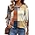 IECCP Women Tops 3/4 Sleeve Tunic Ladies Blouses Round Neck T Shirts Dressy Fashion Smocked Sleeve Clothes Blouses Colorful Plaid M (UK 12-14)