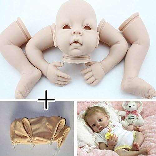 NPK Unpainted Reborn Doll Kits(Head,Limbs and Cloth Body) Newborn Baby Model Set DIY,22-Inch Soft Vinyl Silicone
