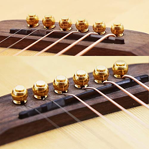 Taigoehua Guitar Bridge Pins 6pcs Pure copper Endpin 6 String Pegs with Guitar String Winder and Cutter-3 In1 Restringing Tool