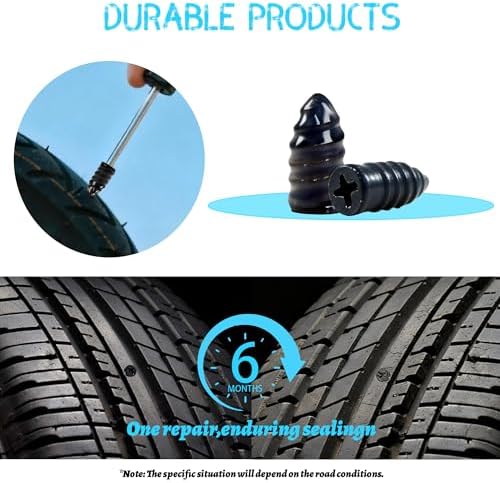 PUZECV 60 PCS Tire Plugs Screw Type, Vacuum Tire Repair Rubber Nail,Tire Perforation Repair Plug, Fast Self-Service Repair Tools for Car, Motorcycle, and Truck Tires — view 5