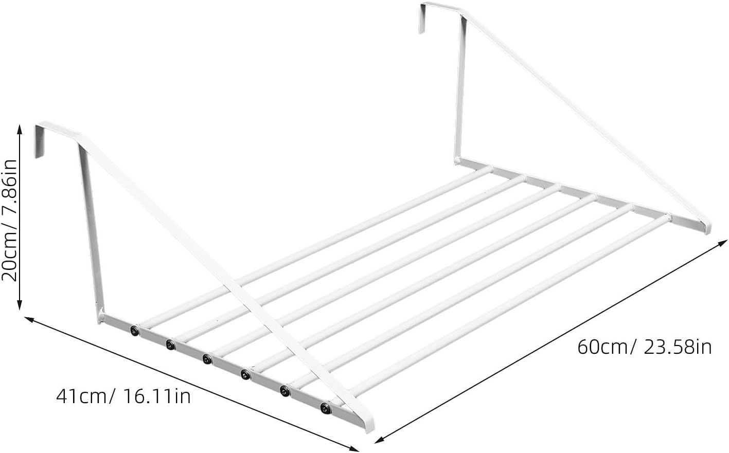 White Over Door Drying Rack Iron Foldable Multiple Bars