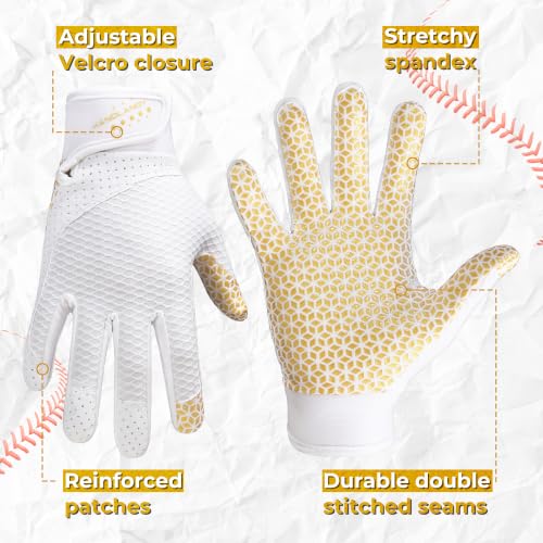 Image of HANDLANDY Baseball Batting Gloves for Adult Youth, Grip Breathable Softball Batting Gloves Fit Men Kids Boys Girls