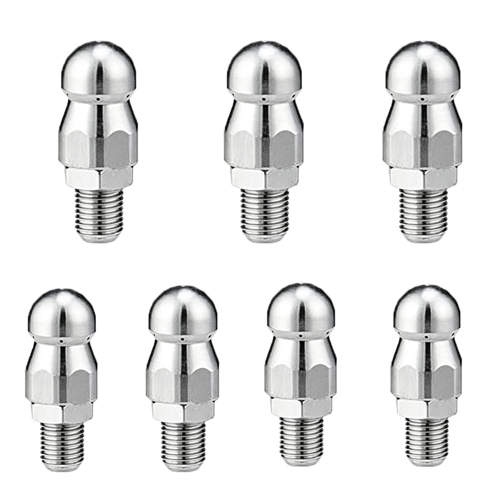 Sqydfdc 14Mm（0.55In）2Pcs Self-Propelled Sewer Nozzle, Stainless Steel Pressure Washer Drain Nozzle With Swivel Nozzle, 5000 Psi Pipe Unclog Nozzle For 3/8, 1/4" Quick Connect Hoses 14Mm（0.55In） 2Pcs Front 1 Back 6
