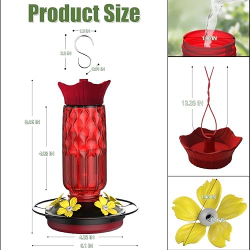 Hummingbird Feeders for Outdoors Hanging, 16 oz Plastic Hummingbird Feeders — view 4