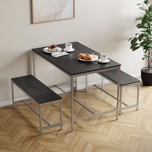 Vida Designs Roslyn Dining Table Set with 2 Benches, 3 Piece