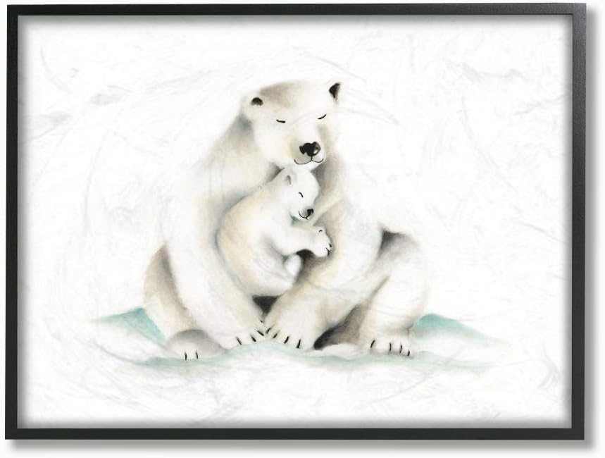 Stupell Industries Cute Cartoon Baby Polar Bear Family Zoo Animal Painting