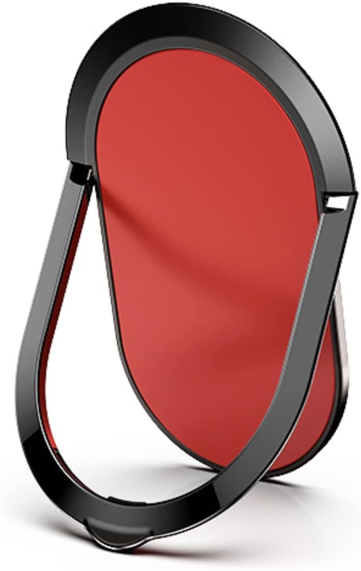 KolorFish Super Thin Metal Mobile Phone Finger Ring Stand Holder Grip Kickstand, Supports Magnetic Car Mount for All Phones/Tablets (Red)