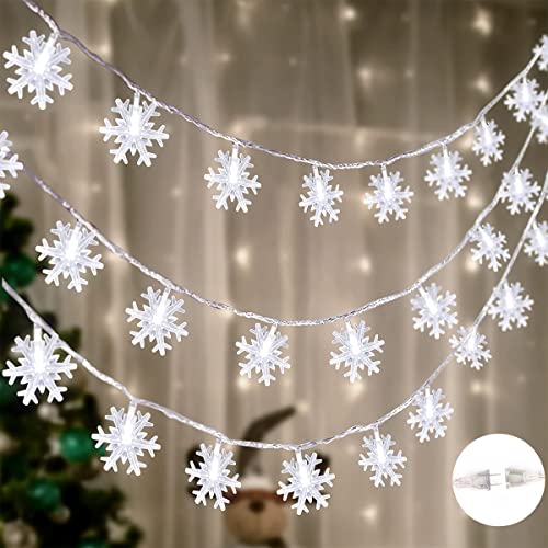 INGEQUIS Guirnalda de Luces Led con 100leds de 10M, Cadena de Luz Led Impermeable con 8 Modos de Iluminación, Decoración Luminosa de Navidad Festival al Interior y Exterior (Copo de Nieve)