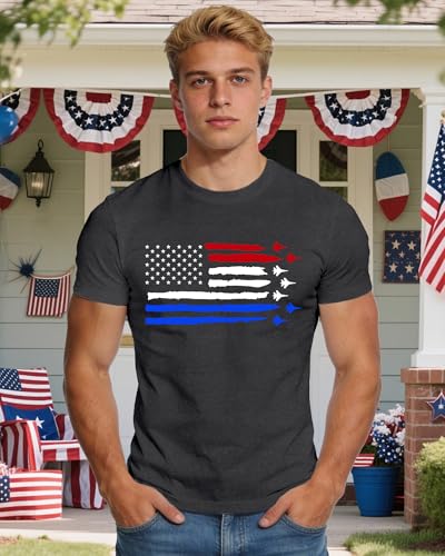 TIEEI American Flag Shirts for Men USA Air Force T-Shirt Patriotic 4th of July Tee Memorial Day Gift Tops