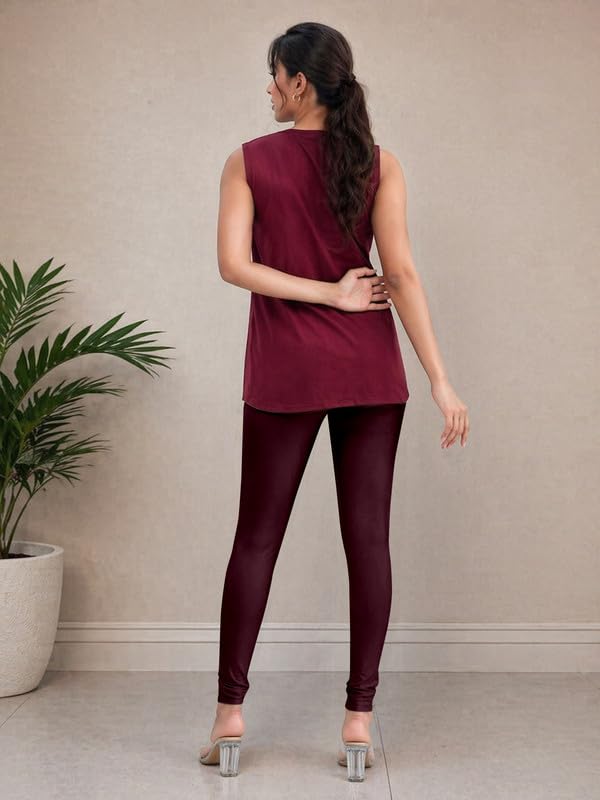 Image of TRENDMALLS Women's Microfiber Elastane Stretch Soft Churidar Length Leggings with Ultrasoft Waistband