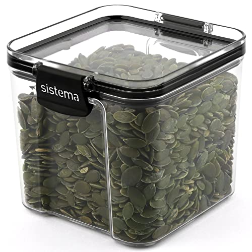 Sistema Ultra Collection Square Food Storage Container, 23.6 Oz./0.7 L, Clear/Black #TOP7