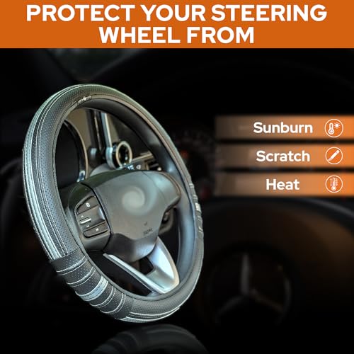 Image of CONTINENTAL [DuraGrip] O Type Medium Size Steering Wheel Cover Build with Premium Vegan Leather Anti Slip Steering Cover.