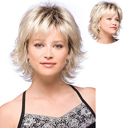 Anniston Hairpiece Fashion Lady Golden Tone Short Curly Hair Style Wig COSPLAY Party Hairpiece Hair Scrunchies Updo Hair Bun Hair Accessories for Women - Golden
