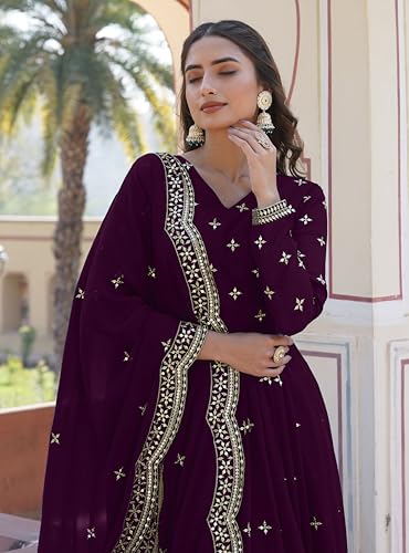 Image of Fashion Basket Faux Georgette Sequins Anarkali Dress for Women