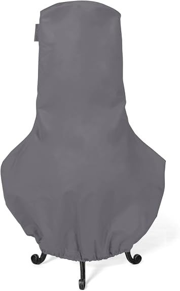 Covermates Elite Chiminea Cover All-Weather Water-Resistant Polyester Outdoor Clay Chiminea Protector with Elastic Hem & Auto-Locking Drawcord for Patios and Backyards, 28DIAMETER x 48H, Charcoal