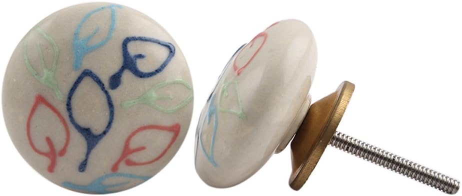 Indian Shelf 18 Pack Leaf Flat Chic Drawer Handles Cabinet Pulls Dresser Knobs Decorative Style Ceramic