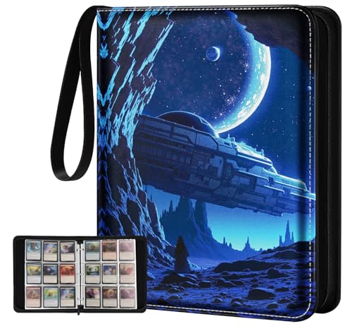 Image of for 9 Pocket Card Binder for MTG, TCG, Game Cards Holds 900 Cards - Large Capacity Trading Card Collection Album Folder with Zipper for Men Boys Teens Planet Design for Sports Card