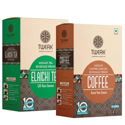 Image of TWEAK Instant Premixes Sachet Combo (16g x 10 Sachets in One Pack) | Premium Blend & Rich Aromatic Coffee & Elaichi Tea Premix Perfect for Vending Machine BlackCoffee /Tea Lovers