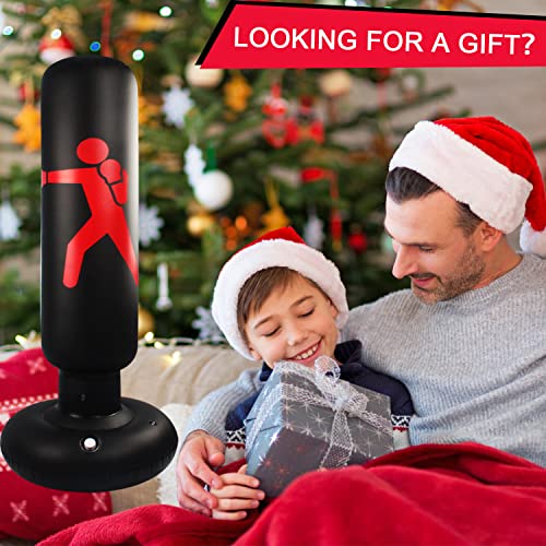 Punching Bag With Stand Adult - Free Standing Punching Bag For Adults - 63" Men Standing Boxing Bag Inflatable Kickboxing Bag For Training Mma Muay Thai Fitness (Kungfu Red) #TOP6