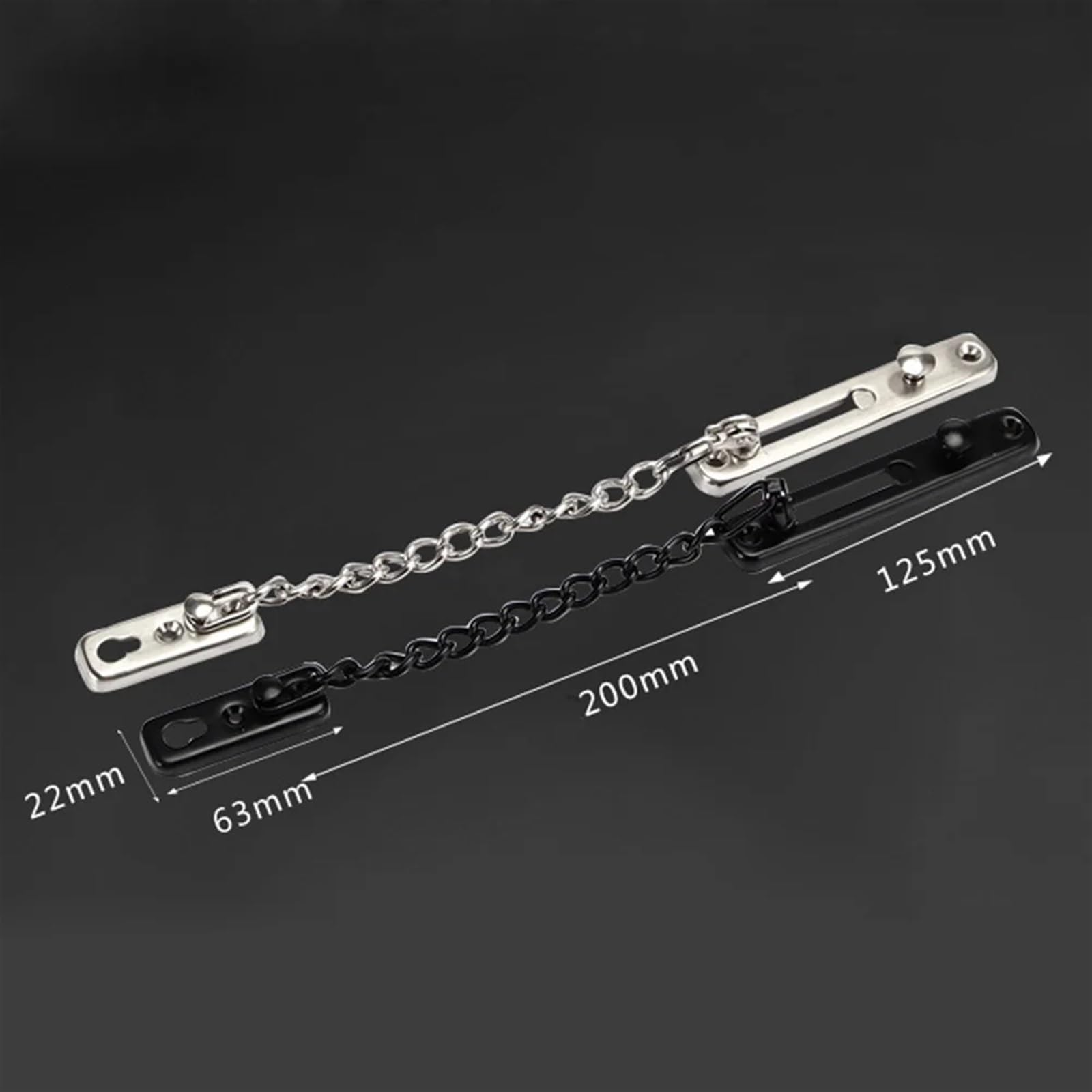 Tür Kettenschloss Türkettenschloss Edelstahl Sicherheitskettenschutz Feder Anti-Diebstahl-Presse Heavy Duty poliert Riegel Schraubenschutz Zubehör(Black)