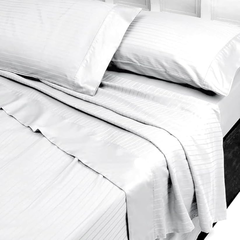 INTRECCI Completo Lenzuola Matrimoniali in Raso di Cotone Matrimoniali, Biancheria da Letto Parure Lenzuolo con Angoli Lenzuolo Teso e Federe in Raso 2 Piazze Bianco