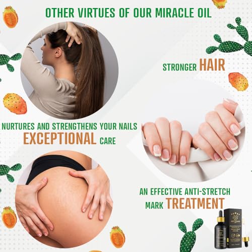 Beste Kaktusfeigenkernöl – Certifiée 100% Bio, Pure & Naturelle, Vegan – Kaltgepresst – Anti-Aging Gesichtsöl – Marokko Ursprung – Für Gesicht, Haare, Nägel – Opuntia Ficus-Indica – Feigenkaktusöl