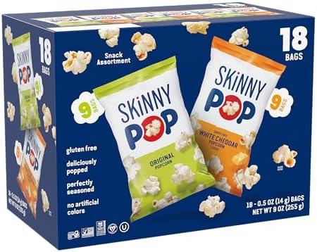 SKINNYPOP Assorted, Gluten Free Popcorn Bags, .5 oz (18 Count)