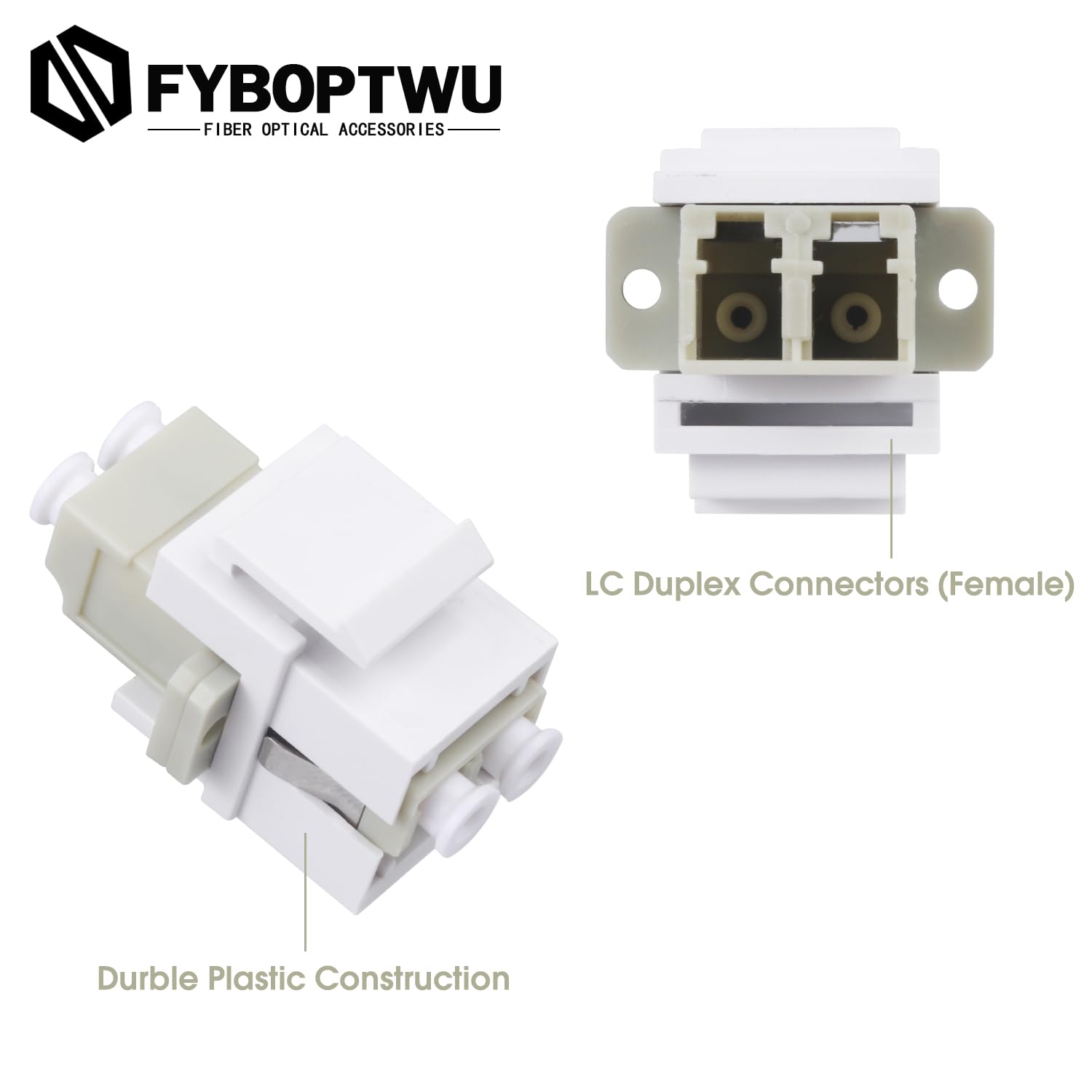 Beyondtech Glasfaser-Adapter LC/LC Keystone - Multimode OM1/OM2, UPC, 5 Stück, Elfenbein
