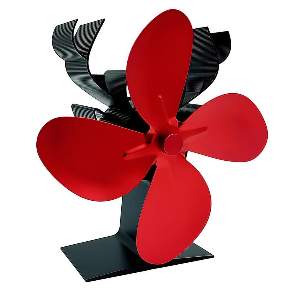 Wärmebetriebener Holzofenventilator, 4 Flügel, Kaminventilator für Heimheizung, leiser Betrieb, Energieeinsparung, kein Strom erforderlich für effiziente Wärmeverteilung
