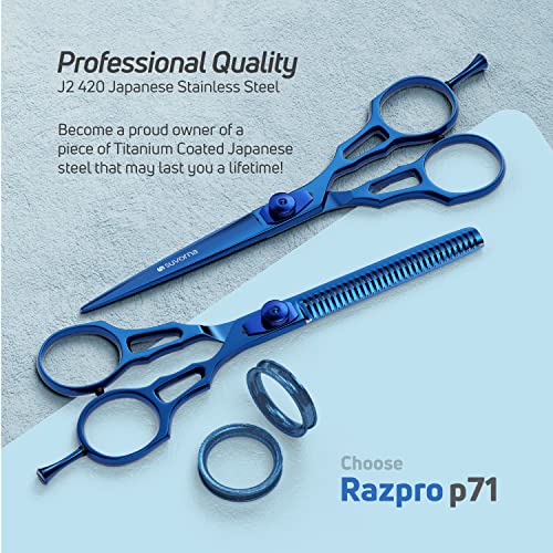 Suvorna 5.5" Hair Cutting Scissors Professional With Thinning Shears For Hair Cutting, 2 Piece Hair Cutting Shears, Right Hand Professional Hair Scissors, Barber Shears Set, Hair Shears Professional. #TOP3