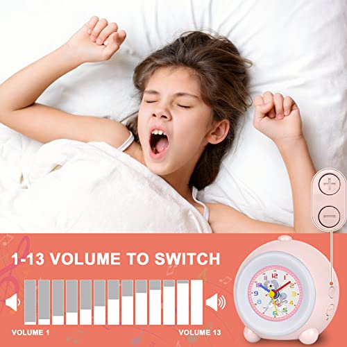 Evetto Unicorn Alarm Clock, Color Changing Analog Alarm Clock For Kids Bedroom With Night Light, Adjustable Volume & Ringtones, 3.5In Non Ticking And Snooze (Pink) #TOP2