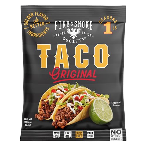 Fire & Smoke Society Taco Seasoning Mix | .85 oz (12-Pack) | Mexican Seasoning for Carnitas, Fajitas, Steak, Beef, Chicken - Thumbnail 2