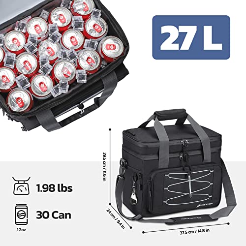 Maelstrom Portable Collapsible Soft Cooler Bag – 24/30/60 Cans Double-Deck Leakproof Ice Chest for Beach, Camping & Grocery (Black, 30 Can) by Maelstrom - Image 3